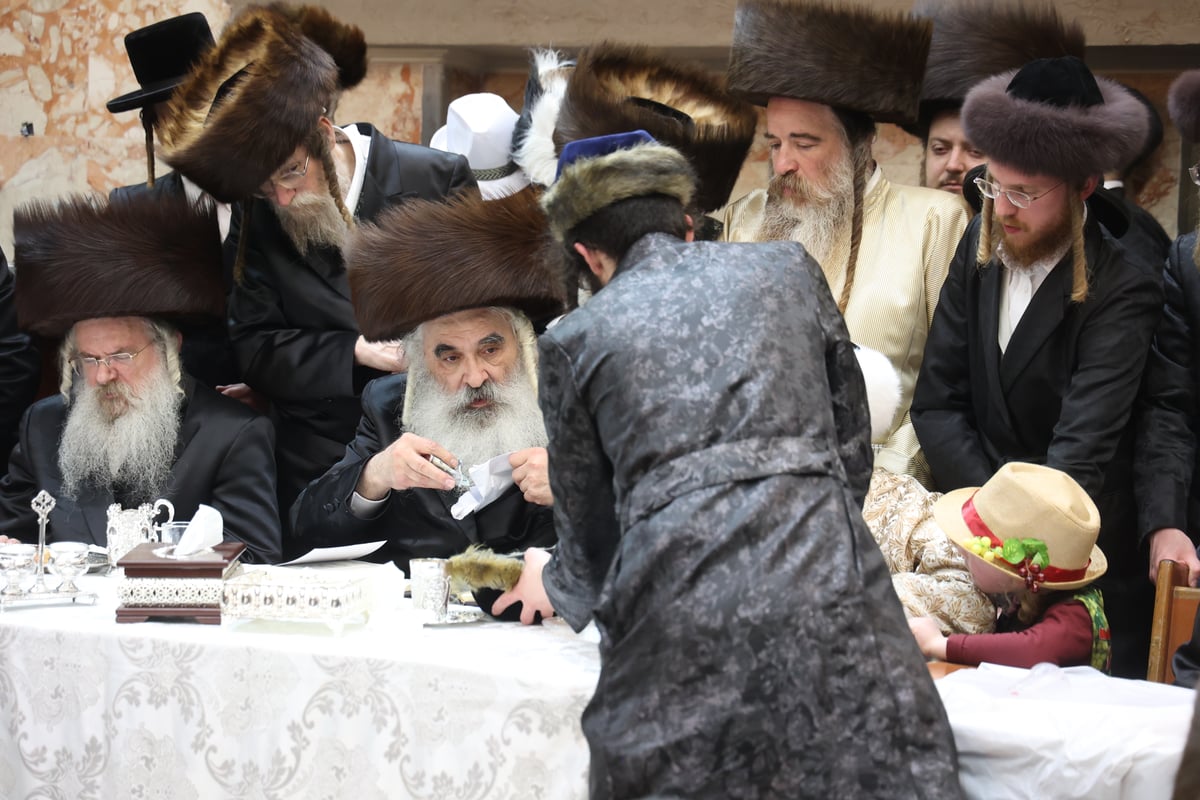 משתה היין בטיש הפורים בחצה"ק דושינסקיא