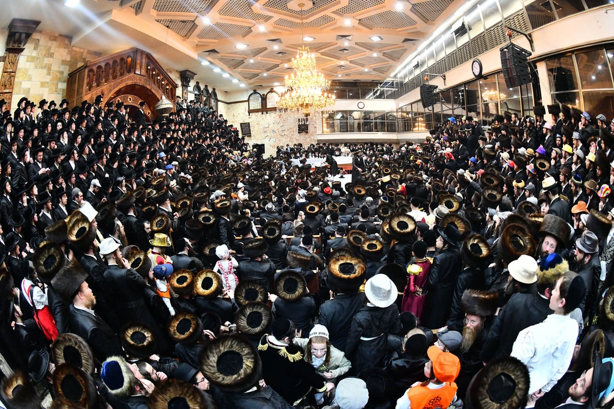 משתה היין בטיש הפורים בחצה"ק דושינסקיא