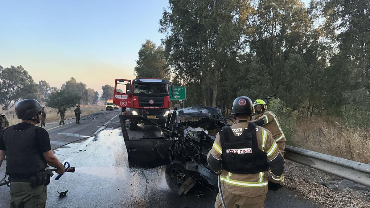 זירת הפגיעה הישירה ברכב שנסע בצומת נפח על כביש 91 ברמת הגולן