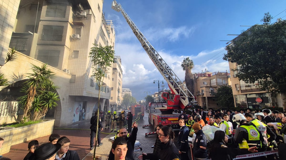 זירת השריפה ברחוב חזון איש