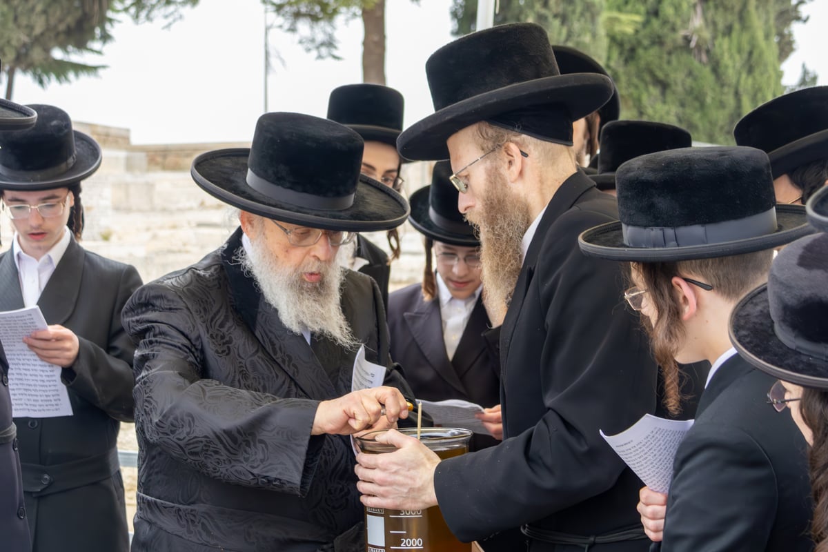 האדמו"ר מפינסק קרלין בעליה לציון אביו זצ"ל