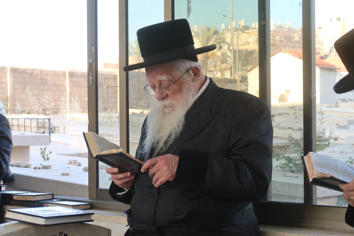 האדמו"ר משאץ ויז'ניץ בתפילה בבית העלמין בבני ברק