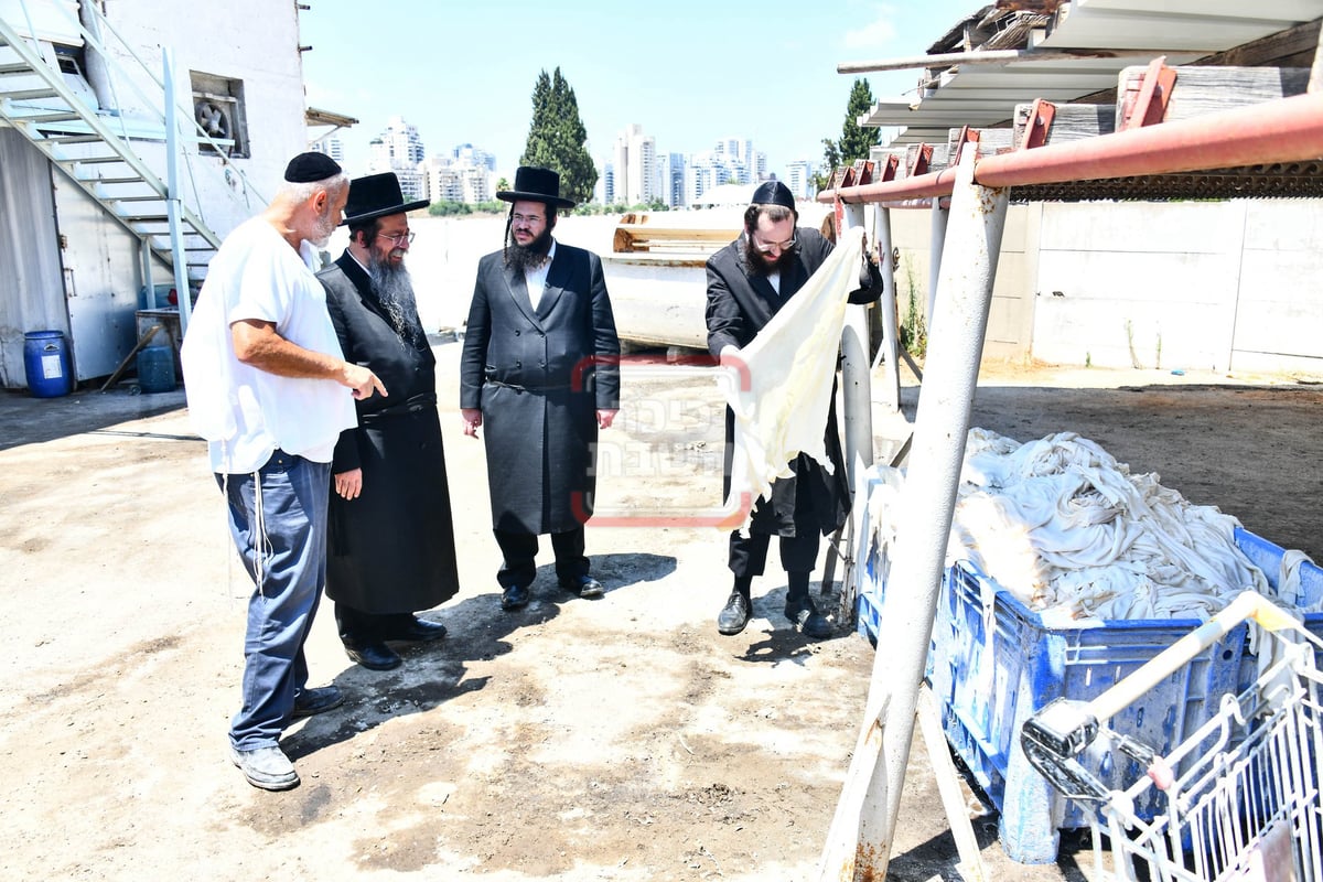 האדמו"ר משבט הלוי בסיור במפעל עיבוד עורות לתשמישי קדושה