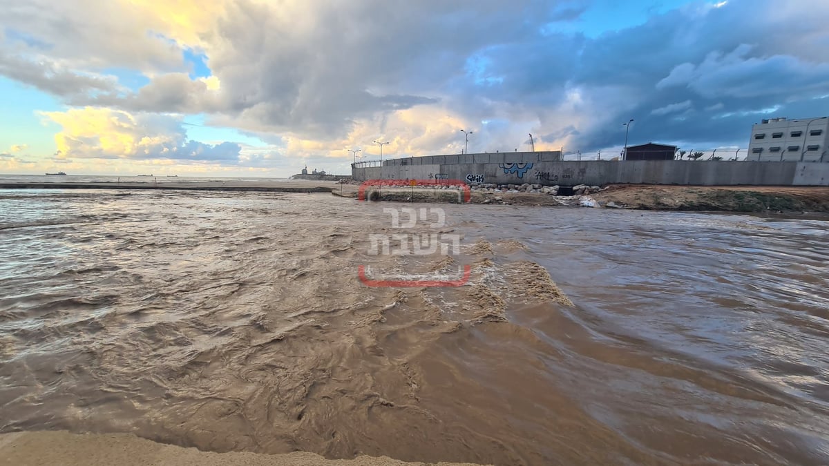 גלריה מרהיבה מאשדוד: נחל לכיש עולה על גדותיו וים סוער 