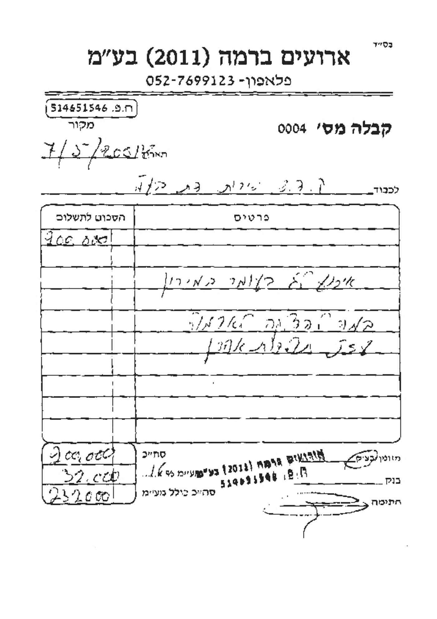 החשבונית של 'אירועים ברמה'