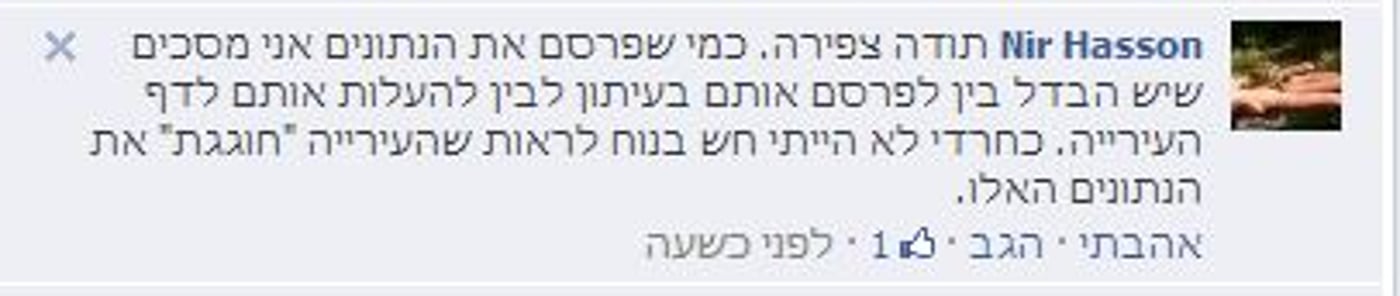 תגובת כתב 'הארץ', ניר חסון