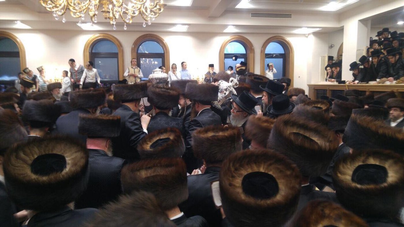 החסידים חגגו הכנסת ספר תורה עם בן הרבי. צפו