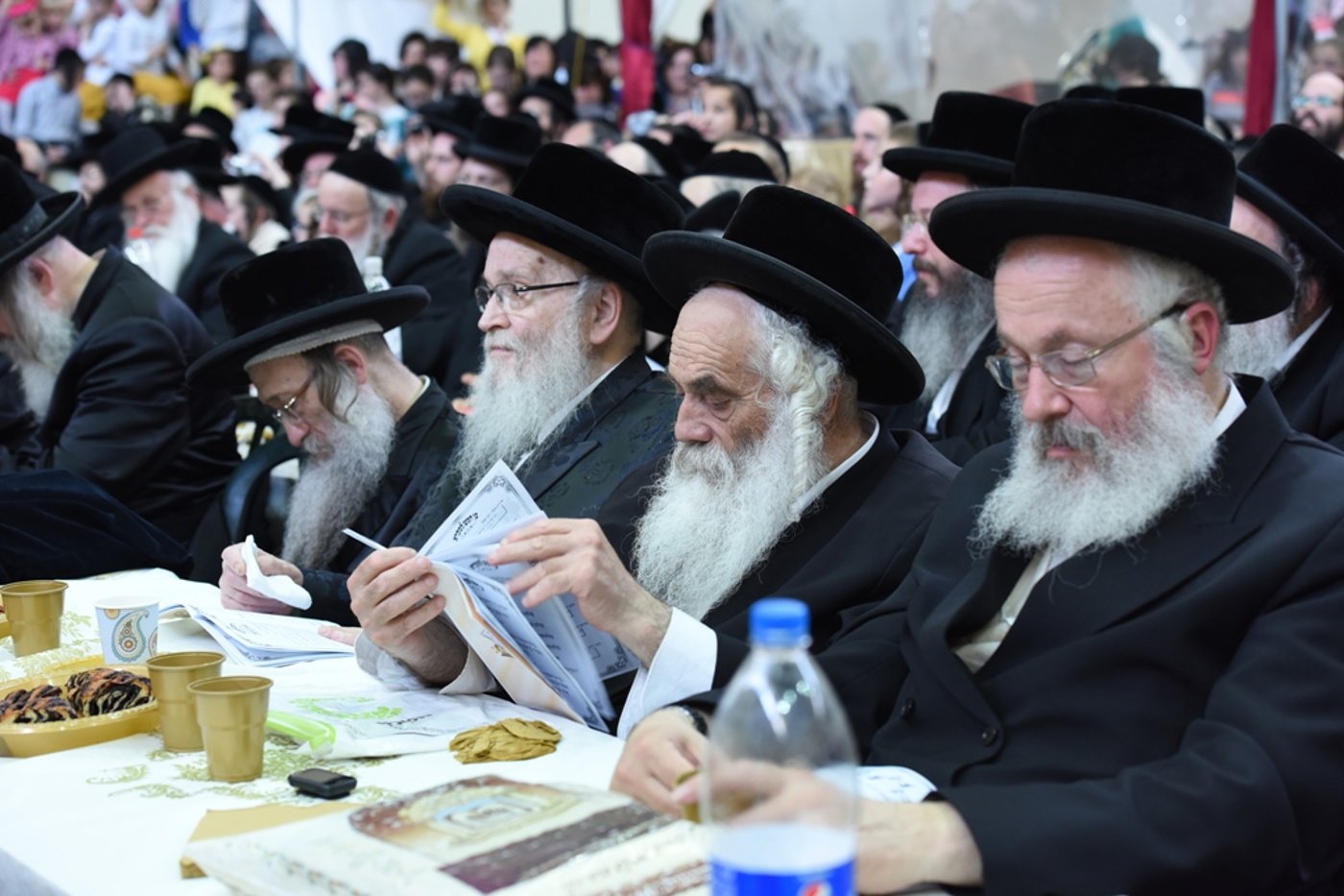 עם כתרים וגלימות: כך הילדים חגגו 'חומש סעודה' בויז'ניץ באלעד