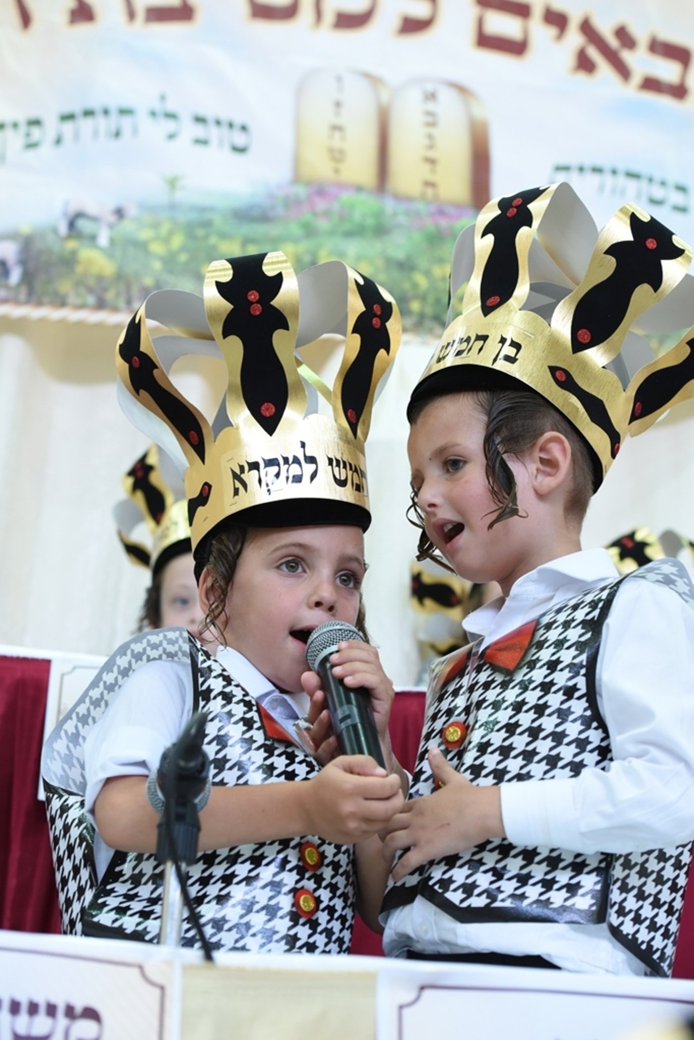 עם כתרים וגלימות: כך הילדים חגגו 'חומש סעודה' בויז'ניץ באלעד