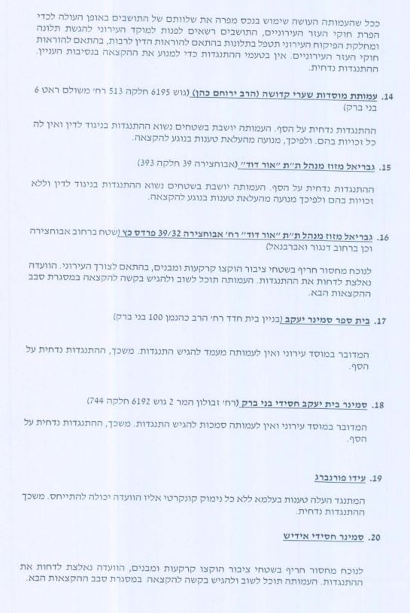 הפרוטקול נחשף: כך קרסו ההתנגדויות להקצאות בבני ברק