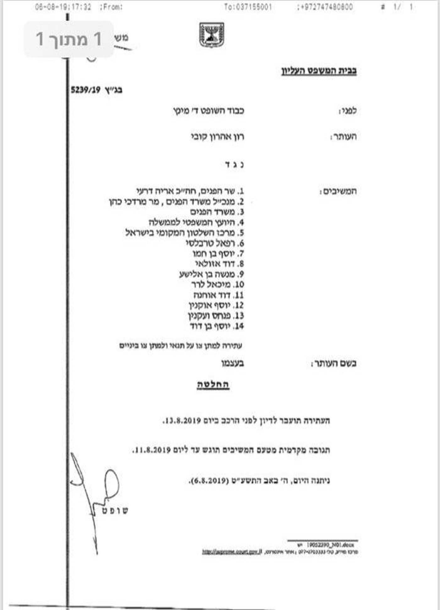 החלטת בג"ץ, היום