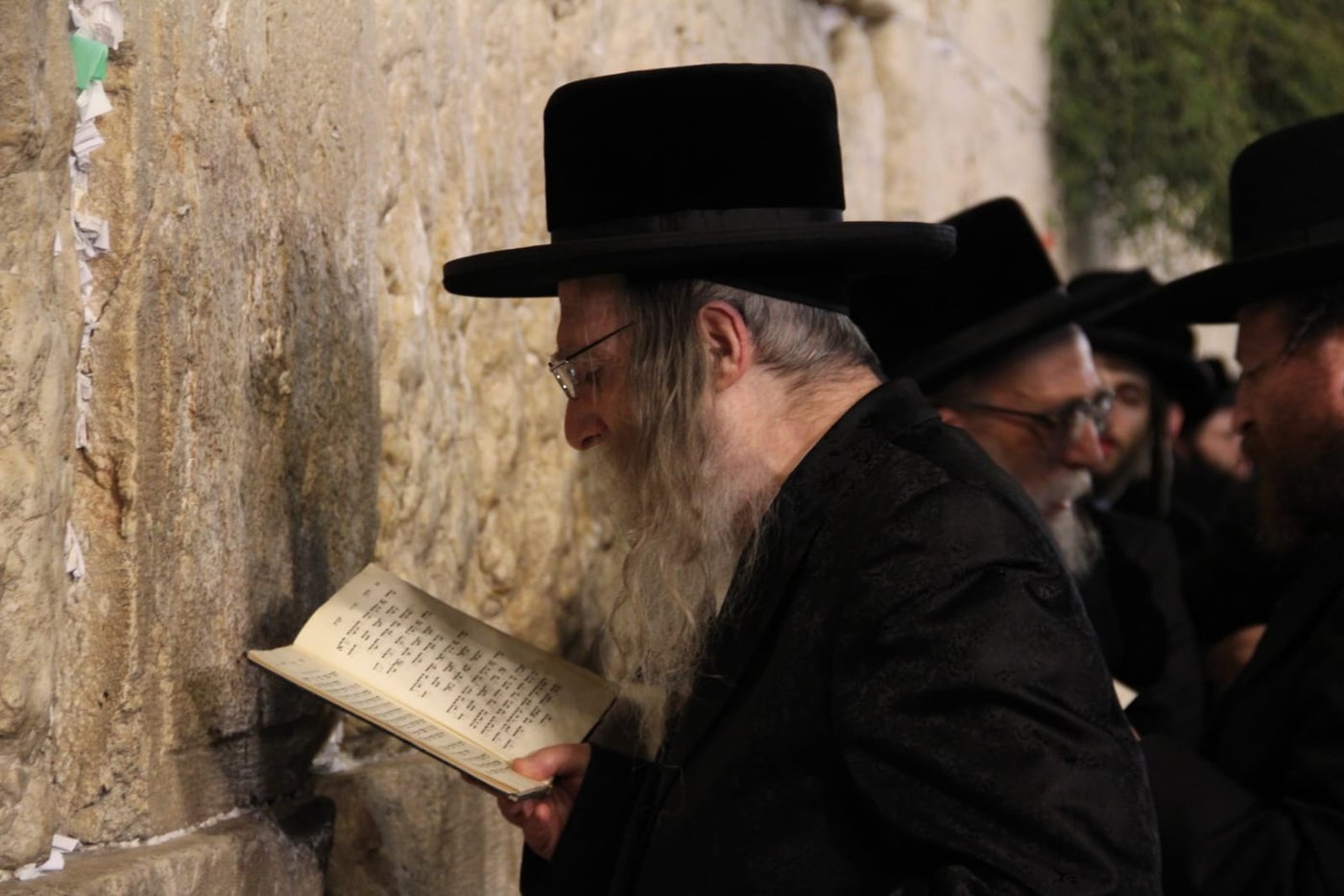 תיעוד: האדמו"ר מערלוי מקונן ליד הכותל