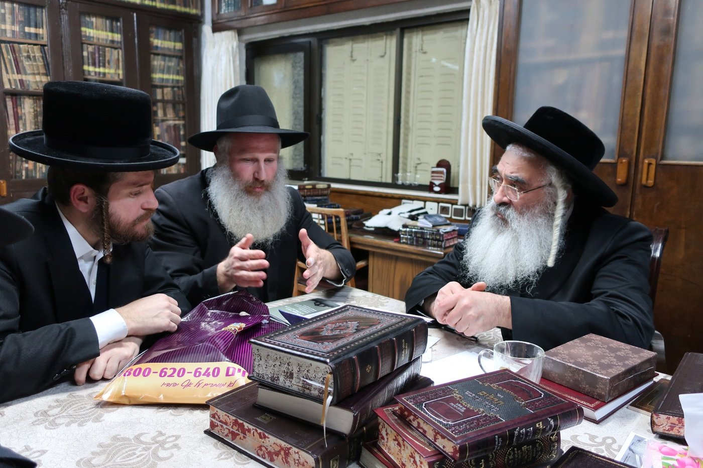 חברי המשלחת במעונו של האדמו"ר מדושינסקיא