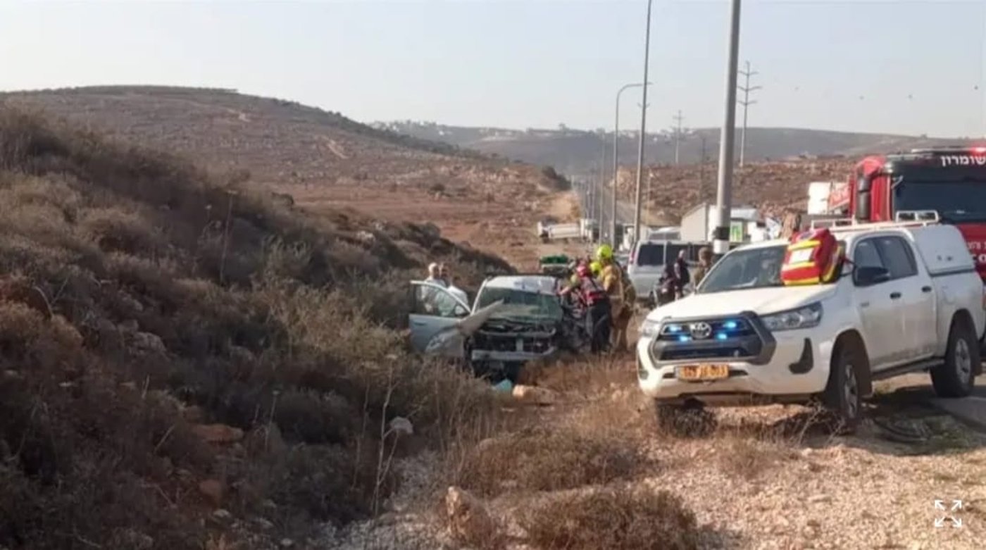 זירת התאונה אתמול (ראשון) בשומרון