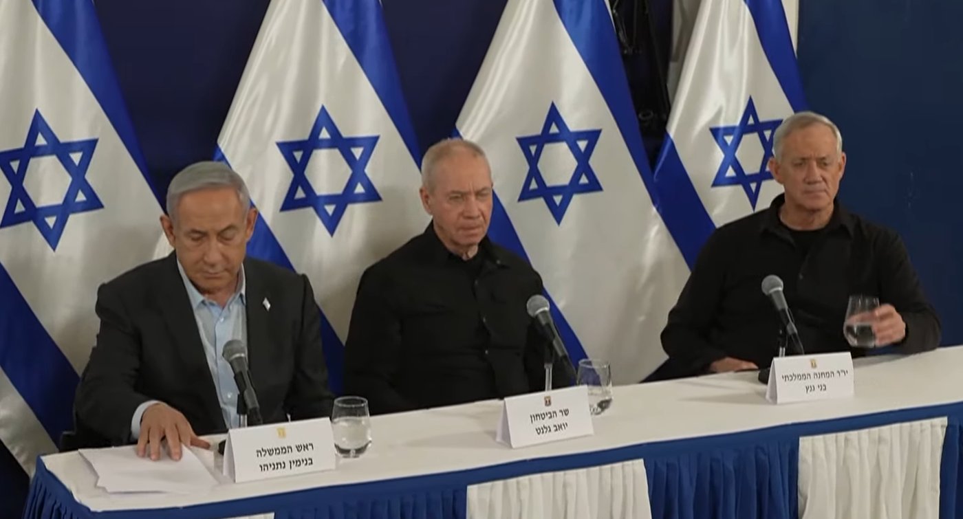 גנץ, גלנט ונתניהו במסיבת העיתונאים, הערב
