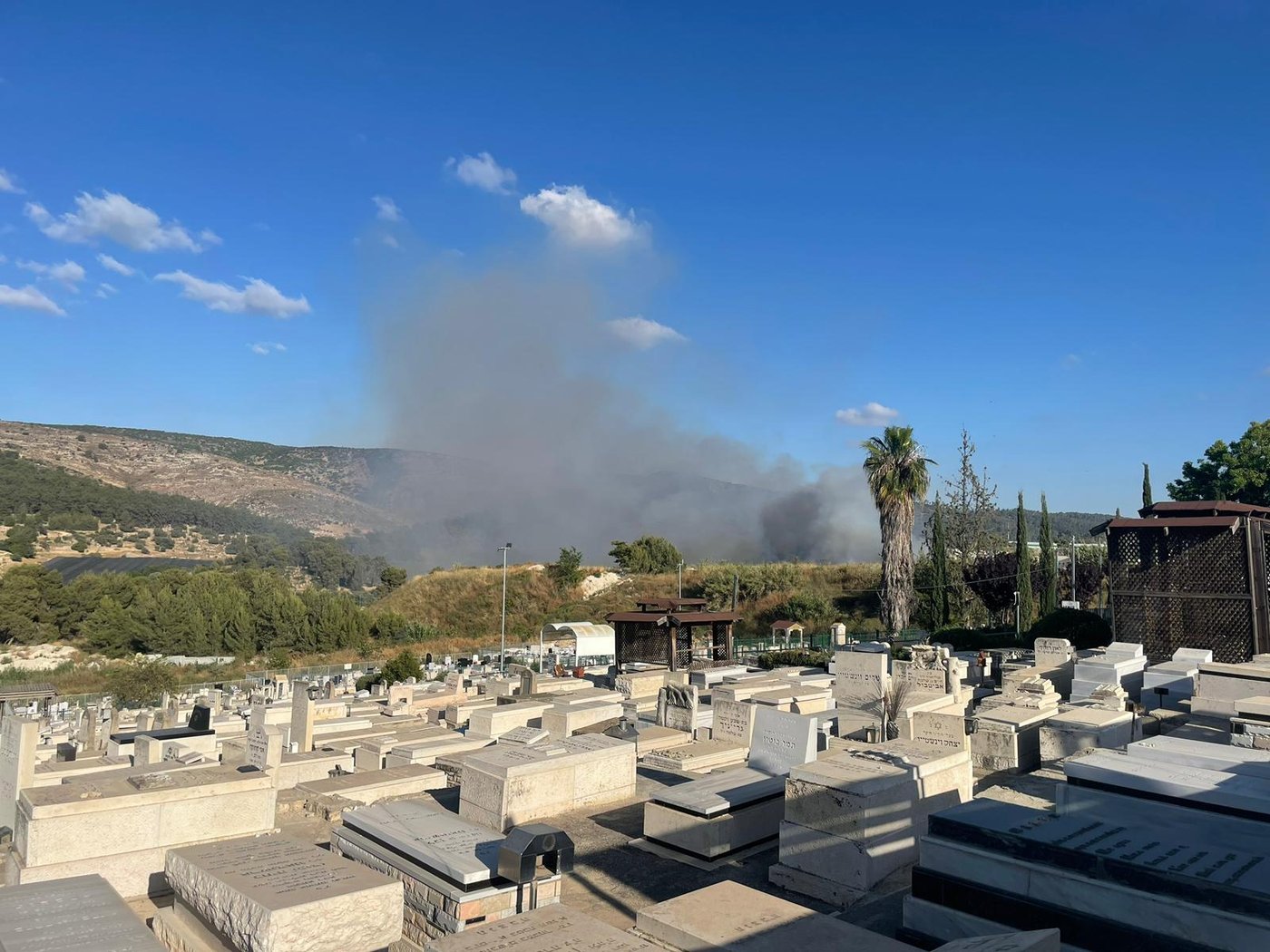 השריפה בכביש 3855 בבית שמש סמוך לבית הקברות