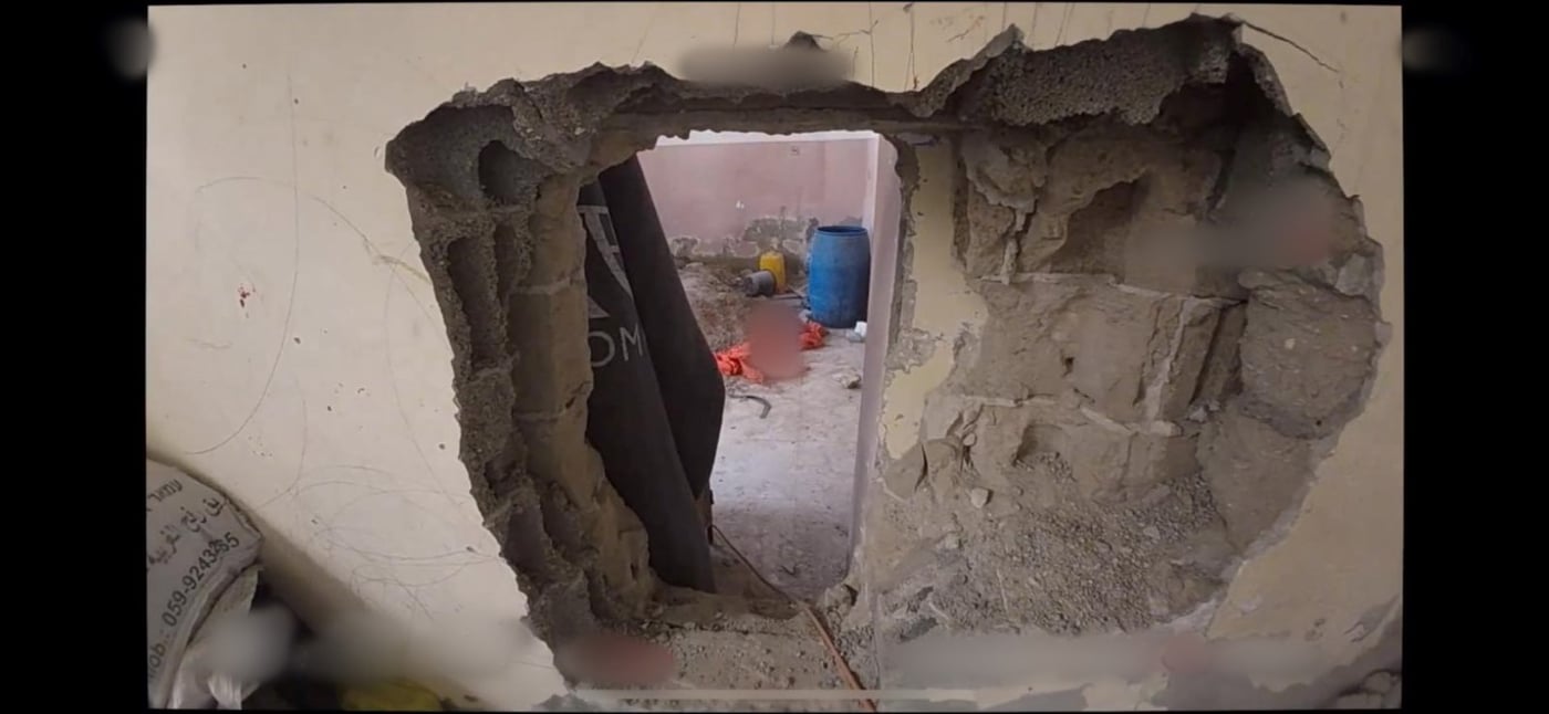 תיעוד: מעברי קירות ששימשו את מחבלי חמאס בתוך הבתים