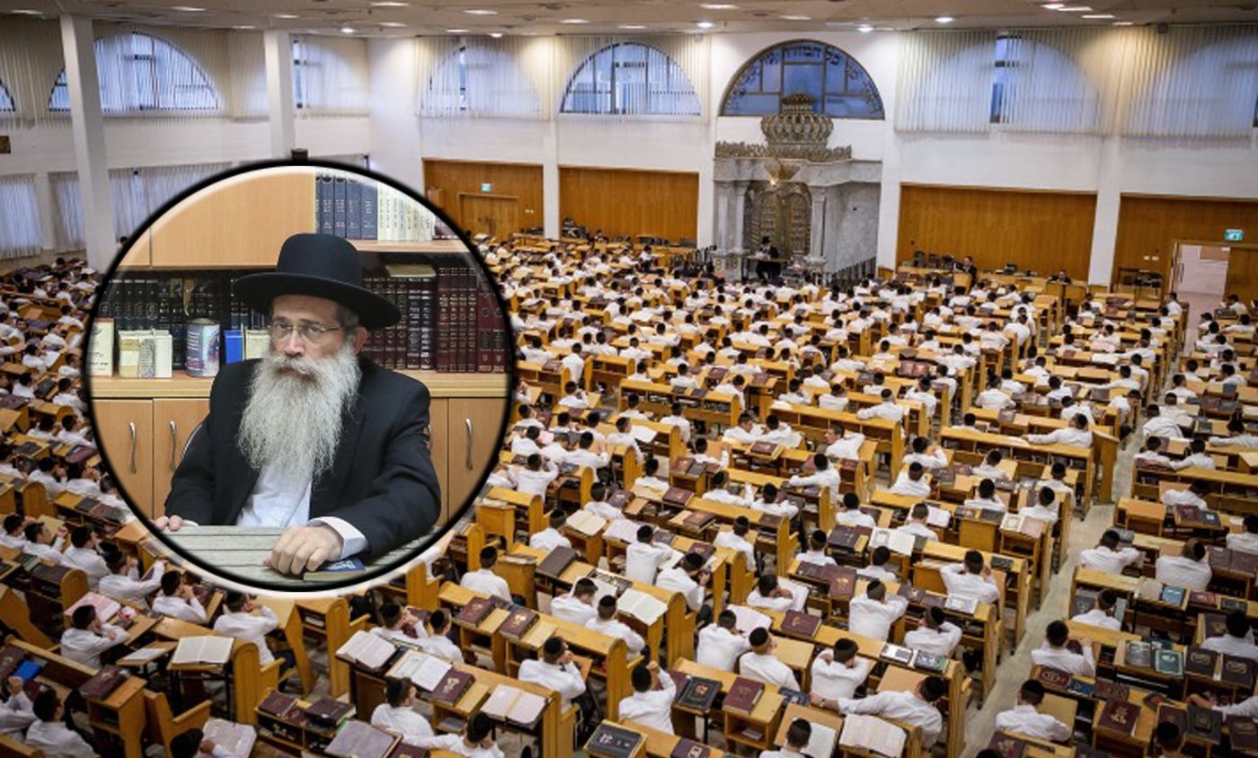היכל ישיבת חברון (אילוסטרציה - אין קשר לכתבה) וחבר המועצת הגאון רבי שרגא שטיינמן