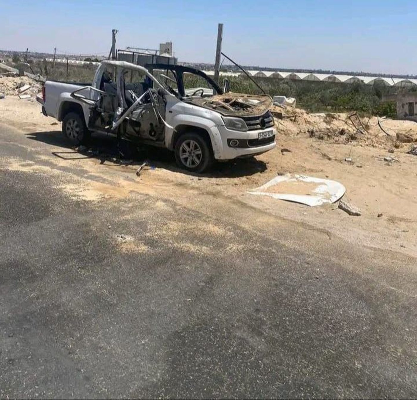 הטנדר של שוטרי החמאס שהופצץ מהאוויר