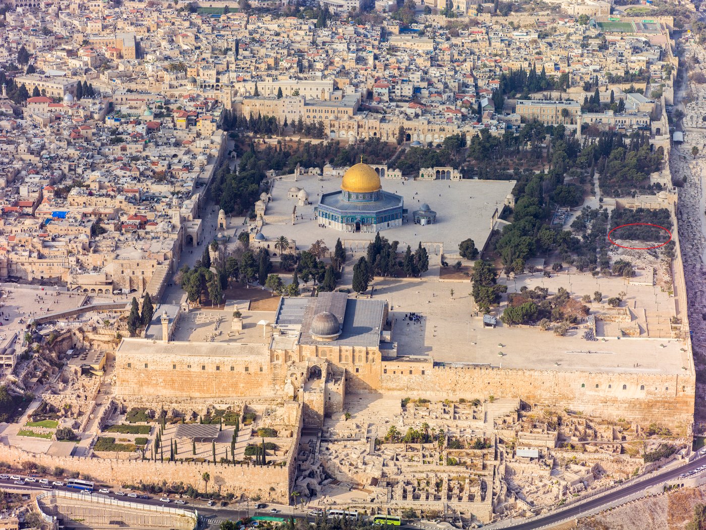 המקום המשוער של לשכת העצים (מוקף בעיגול)