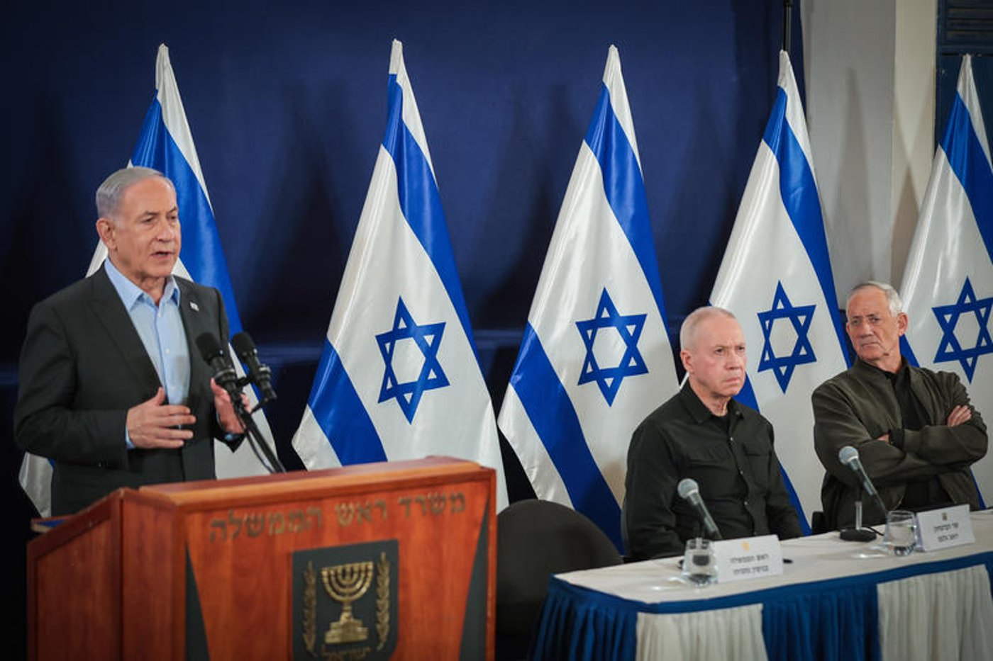 נתניהו, גלנט וגנץ בימים אחרים בתחילת המלחמה