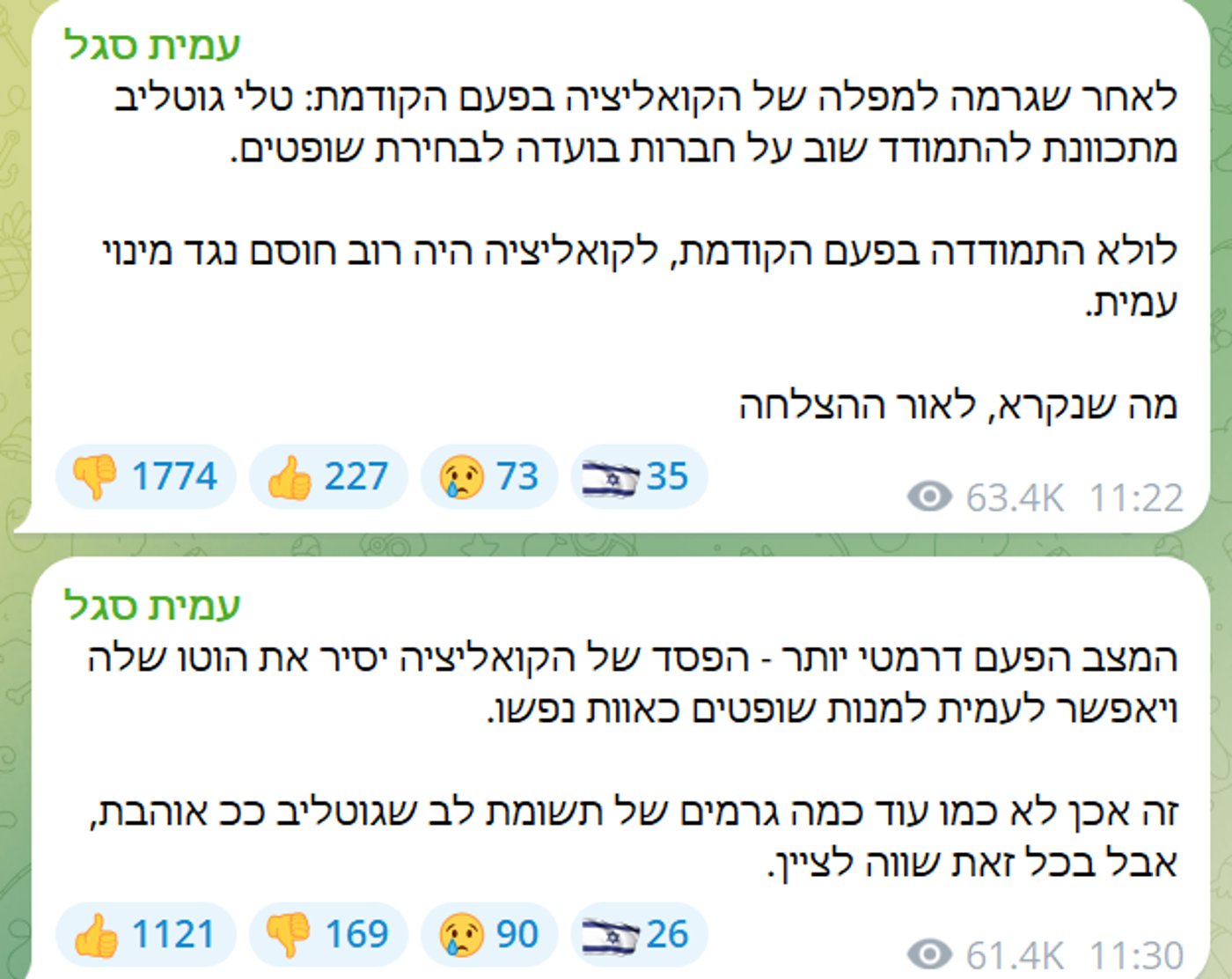 "השופר התורן"; העיתונאי וחברת הכנסת מהימין התעמתו ברקע הוועדה לבחירת שופטים