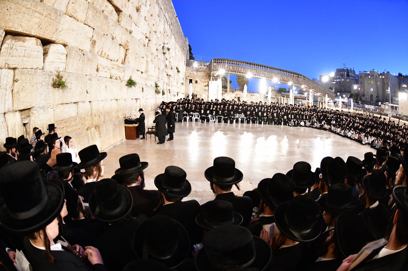 האדמו"ר מסערט ויז'ניץ בתפילה ע"י הכותל המערבי