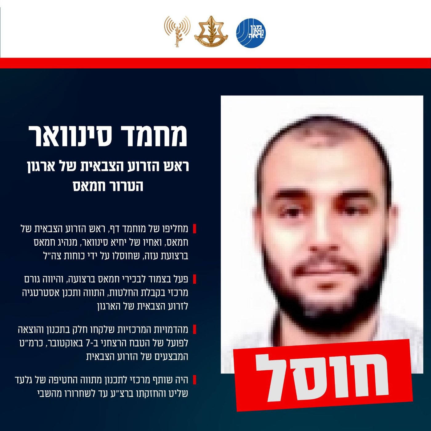 ההודעה על חיסולו של סינוואר