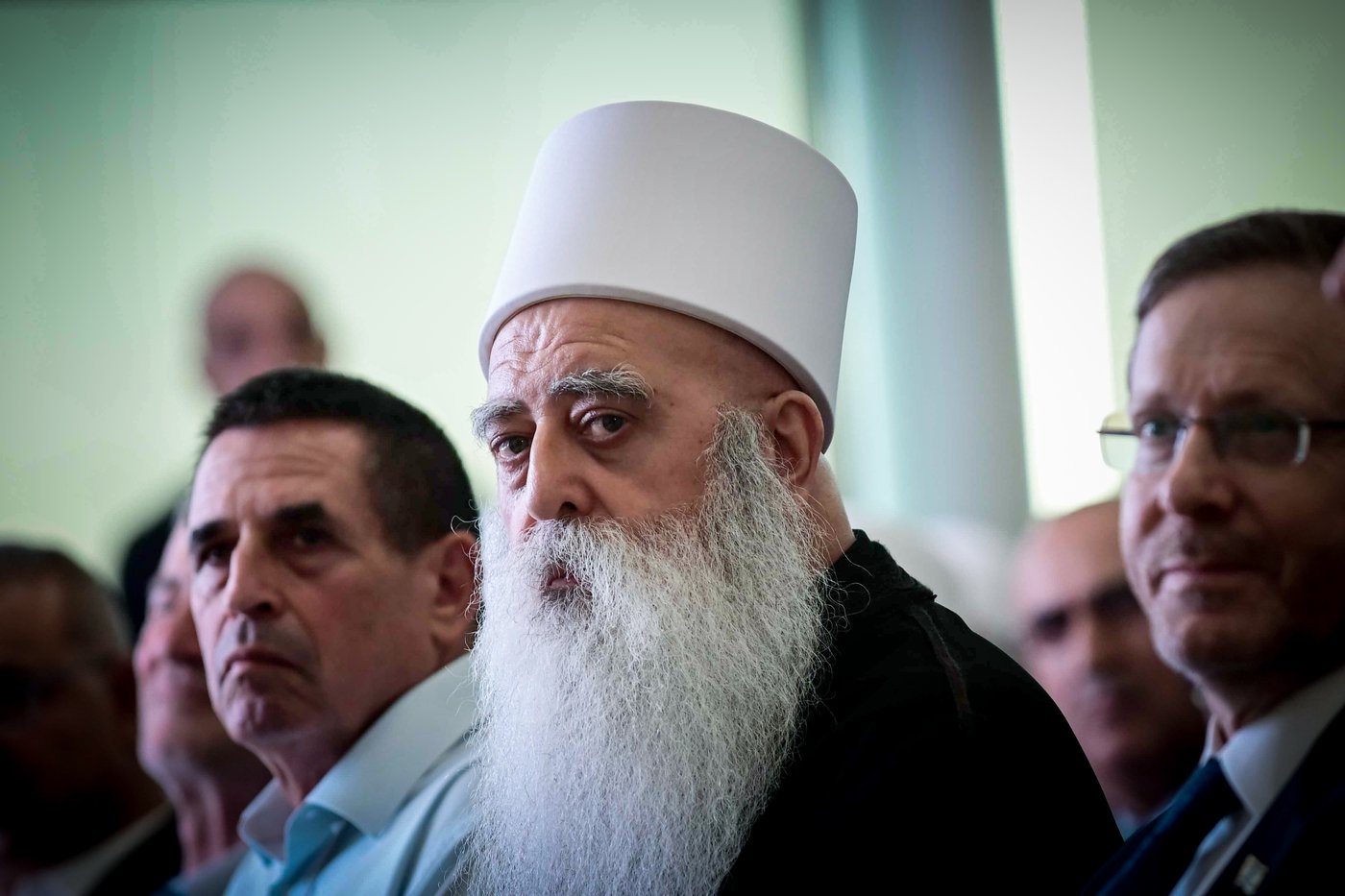 מוופאק טריף, מנהיגה הרוחני של העדה הדרוזית בישראל, מגיע לערב לכבוד העדה הדרוזית בישראל, במרכז יצחק רבין, בתל אביב