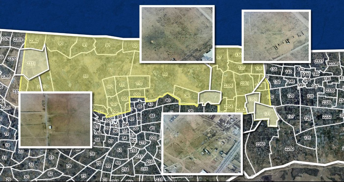 פה של המרחב ההומניטרי הכוללת תמונות מרחבים להקמת מחסות ואוהלים לתושבי הרצועה