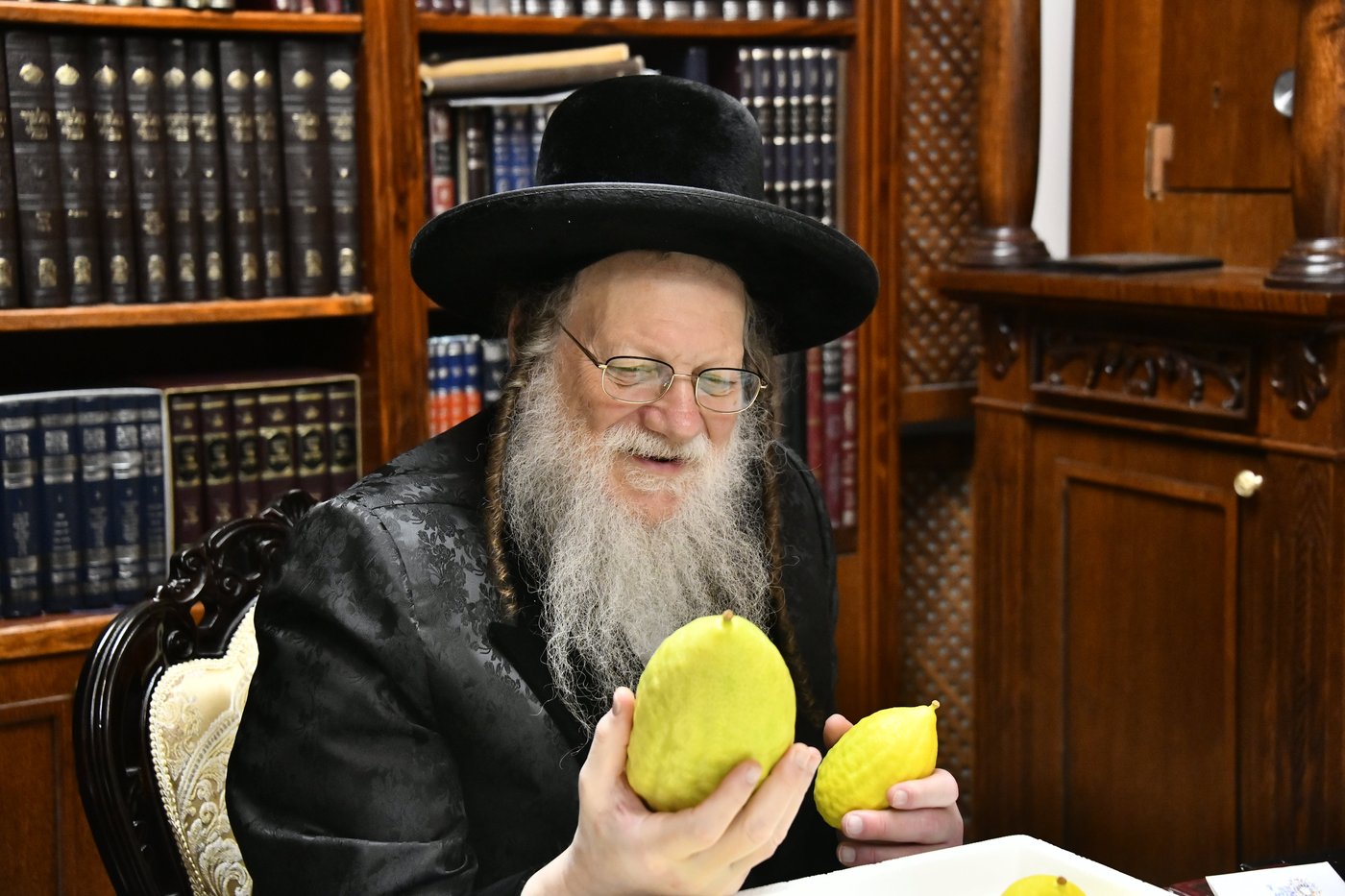 האדמו"ר ממודז'יץ בודק אתרוגים