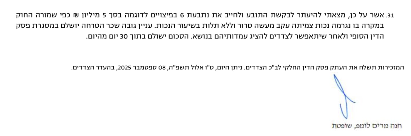 סיכום פסק הדין