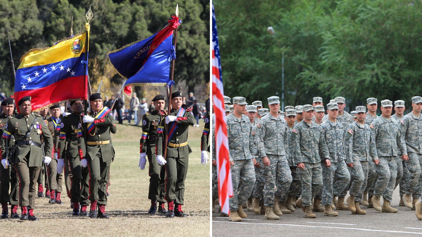 חיילים מצבא ארה"ב מימין, צבא ונצואלה משמאל