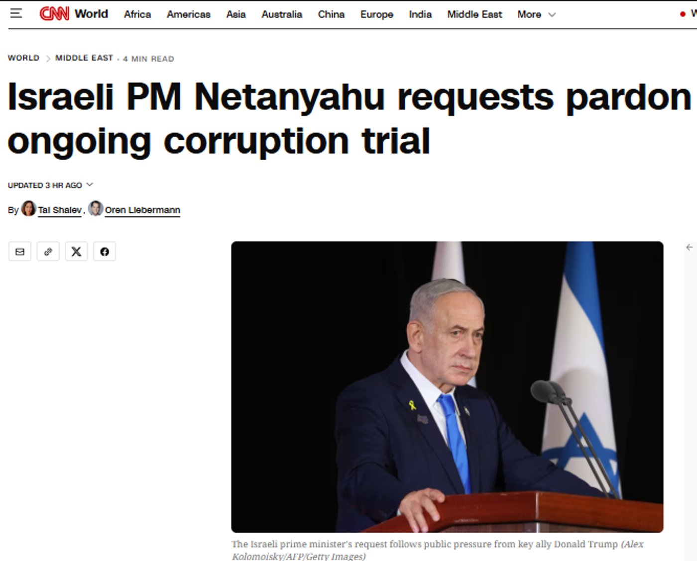 נתניהו בראש הכותרות בעולם: כך מסקרים בחו"ל את בקשת החנינה של ראש הממשלה 