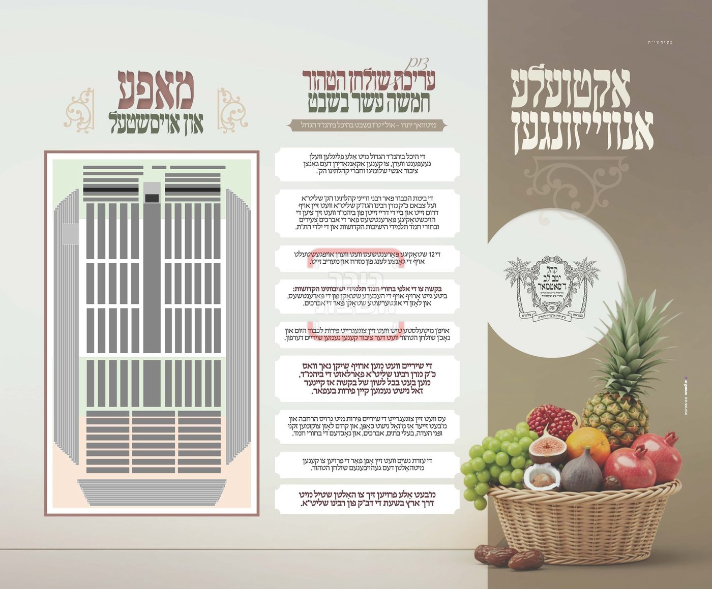 זמני ומועדי ט"ו בשבט בחצרות הקודש