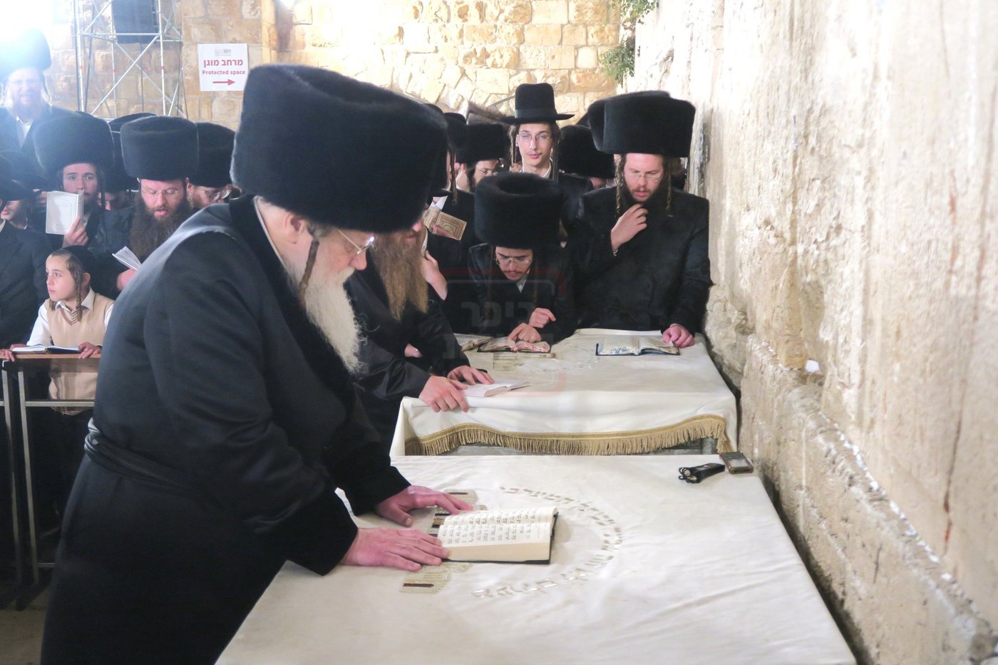 האדמו"ר ממודז'יץ בתפילה ע"י ה'כותל המערבי'
