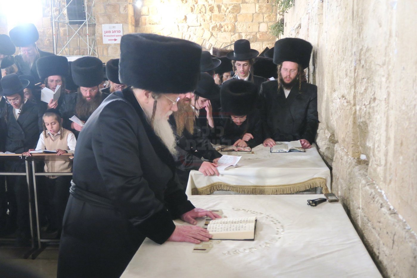 האדמו"ר ממודז'יץ בתפילה ע"י ה'כותל המערבי'