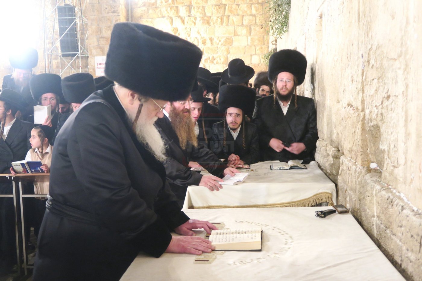 האדמו"ר ממודז'יץ בתפילה ע"י ה'כותל המערבי'