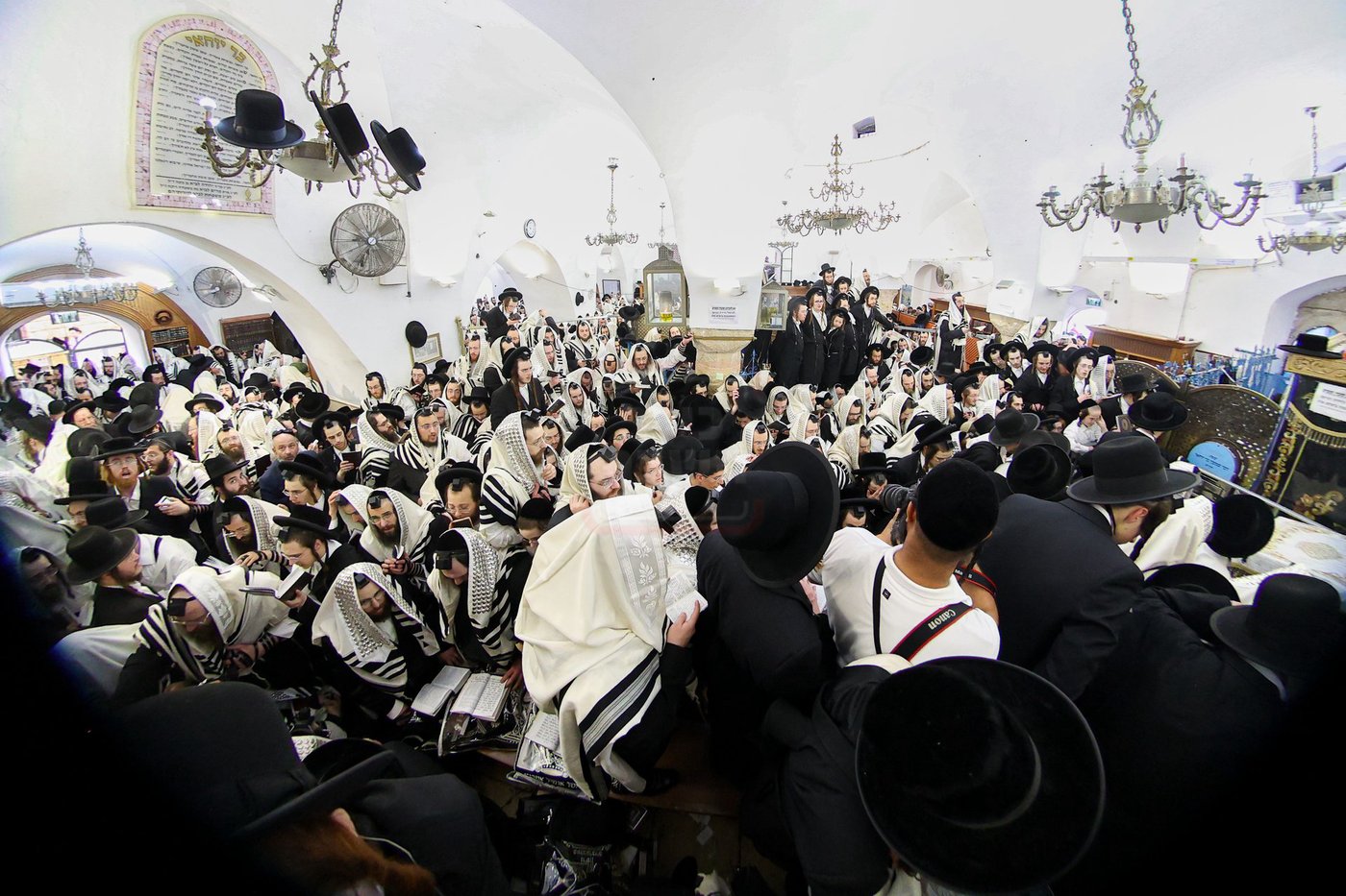 האדמו"ר מסאטמר בתפילת שחרית במירון