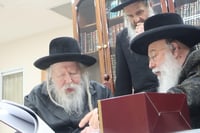 הפגישה התקיימה בחדר הספרים של האדמו"ר מגור בירושלים.