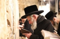 האדמו"ר מסלאנים בתפילה ע"י הכותל המערבי