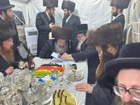 האדמו"ר מבית יצחק ד'ספינקא בביקור אצל הרה"צ רבי נחמן מנדל