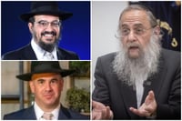 מימין - הרב דוד לייבל | משמאל: הרב אביתר עמראני ואליהו גלנצברג