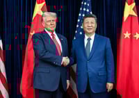 נשיא ארה"ב טראמפ ונשיא סין שי בפגישתם האחרונה. אילוסטרציה