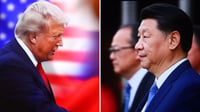 נשיא סין ג'ינפינג מימין, נשיא ארה"ב טראמפ משמאל