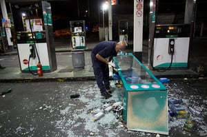 צפו: רעולי פנים בוזזים תחנת דלק בירושלים