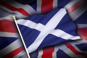 דגל סקוטלנד על דגל בריטניה
