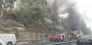 משאית בערה: כביש 1 לכיוון ת"א נפתח, ממבשרת לי-ם - סגור