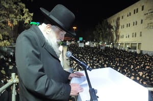 הרב קלמנוביץ' בעצרת דומה שנערכה בישראל לפני כשנה וחצי