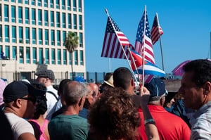 הפגנה בשגרירות האמריקנית בהוואנה בירת קובה, בתקופת אובמה